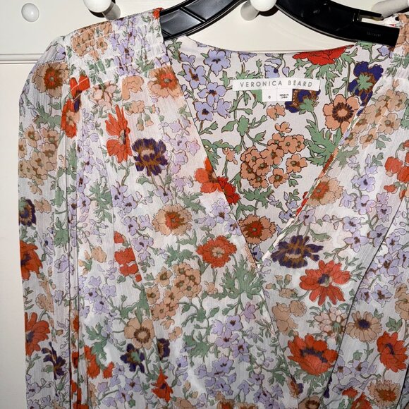 Veronica Beard "Saera" Floral Smocked Mini Dress - Women's US Size 8 - Picture 8 of 15